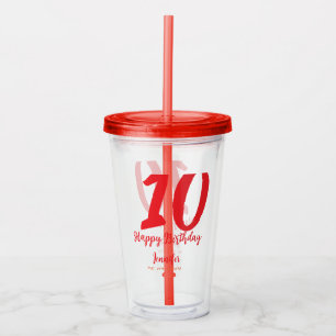 10th birthday add name date year red template  acrylic tumbler