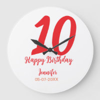 10th birthday add name date year red template 