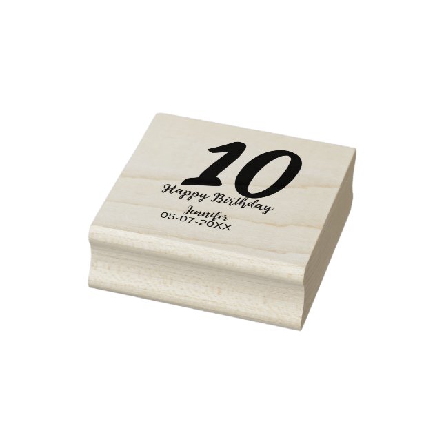 10th birthday add name date year red template  rubber stamp (Stamp)