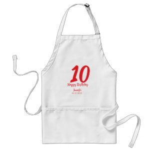 10th birthday add name date year red template  standard apron