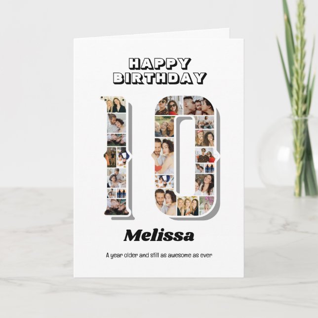 10th Birthday Anniversary Number 10 Photo Collage Card (Front)
