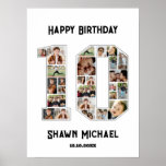 10th Birthday Anniversary Number 10 Photo Collage Poster<br><div class="desc">Celebrate 10th birthday or wedding anniversary with this printable photo collage. Choose your favourite photos for display. Customise the name, text and date to fit your occasion. This will be a lovely keepsake with personalised message to look back on with family and friends. If you need any other number as...</div>