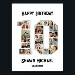 10th Birthday Anniversary Number 10 Photo Collage Poster<br><div class="desc">Celebrate 10th birthday or wedding anniversary with this printable photo collage. Choose your favourite photos for display. Customise the name, text and date to fit your occasion. This will be a lovely keepsake with personalised message to look back on with family and friends. If you need any other number as...</div>