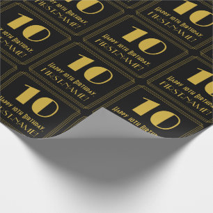 10th Birthday ~ Art Deco Inspired Look "10", Name Wrapping Paper