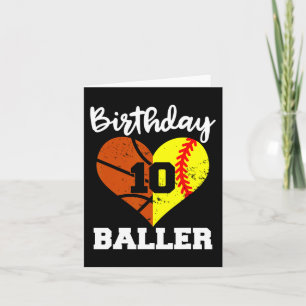 10th Birthday Baller Fun 10 Year Old Softball Bask Card