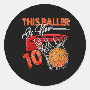10th Birthday Basball Classic Round Sticker