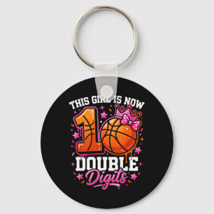 10th Birthday Basball Girl Coquette Bow10 Year Old Key Ring