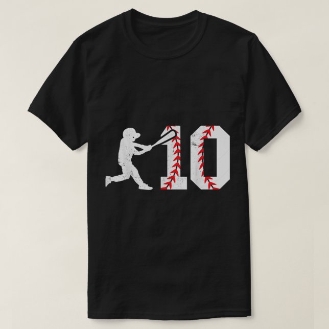 10th Birthday Baseball Big Number Ten 10 Year Old  T-Shirt (Design Front)