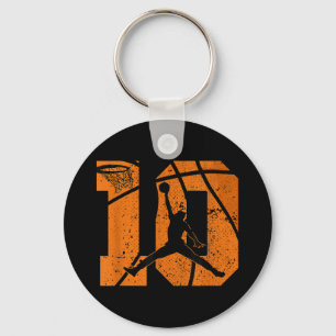 10th Birthday Basketball 10 Yr Bday Party 10yr Ten Key Ring