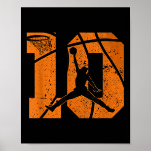 10th Birthday Basketball 10 Yr Bday Party 10yr Ten Poster