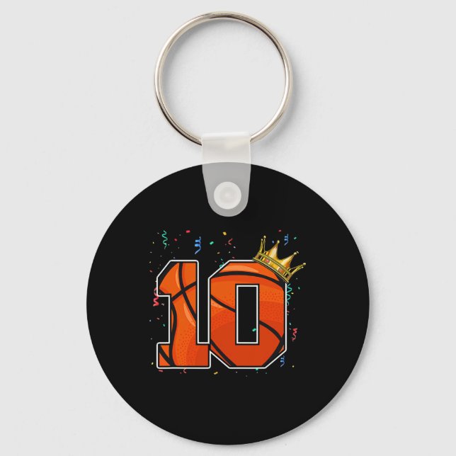 10th Birthday Basketball Big Number 10 Year Old Bo Key Ring (Front)