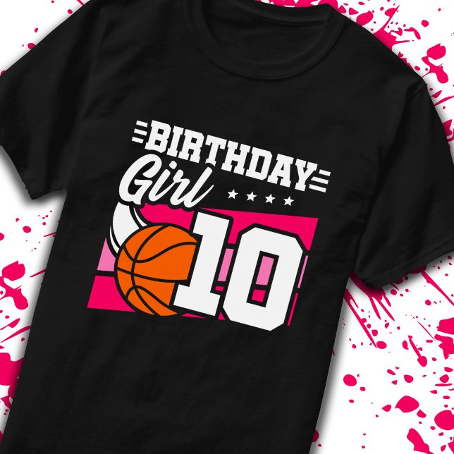 10th Birthday Basketball Birthday 10 Year Old Girl T-Shirt (Creator Uploaded)