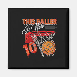 10th Birthday Basketball  Fun 10 Years Old Kids Gi Magnet
