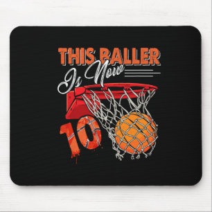 10th Birthday Basketball Fun 10 Years Old Kids Gi Mouse Pad