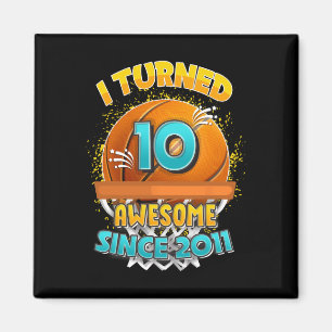 10th Birthday basketball I Turned 10 Year Old Gif Magnet