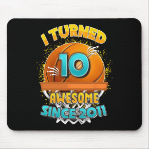 10th Birthday basketball  I Turned 10 Year Old Gif Mouse Pad