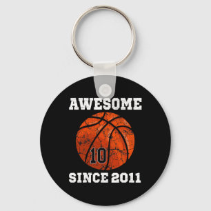 10th Birthday Basketball Lover Gift 10 Years Old V Key Ring