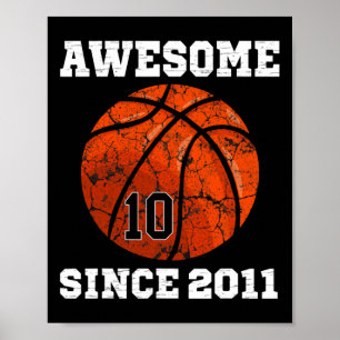 10th Birthday Basketball Lover Gift 10 Years Old V Poster