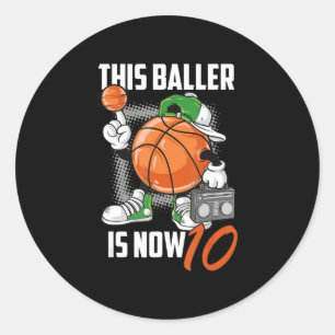 10th Birthday Basketball Player Funny 10 Years Old Classic Round Sticker