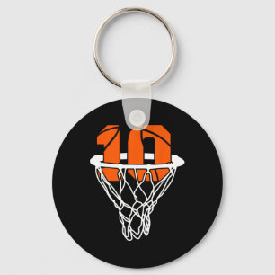 10th Birthday Basketball Ten 10 Years Old Boys Kid Key Ring