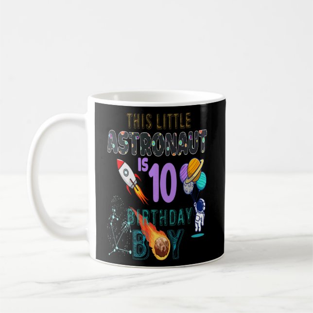 10th Birthday  Birthday Boy  Astronaut 10 Year Old Coffee Mug (Left)