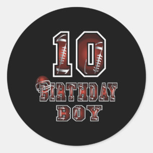 10th Birthday Boy 10 Years Old Football Lover Them Classic Round Sticker