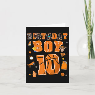 10th Birthday Boy 10 Yr Basketball Party Ten Years Card
