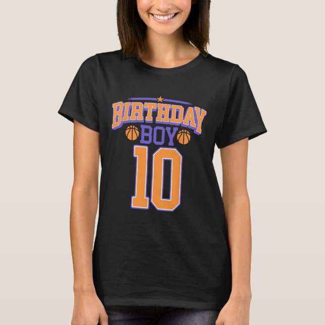 10th Birthday Boy Basketball Lover 10 Years Old Bd T-Shirt (Front)