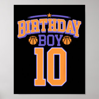 10th Birthday Boy Bysketbyll Lover 10 Years Old Bd Poster