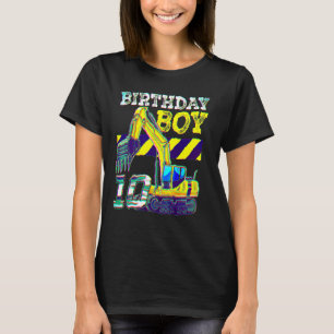 10th Birthday Boy Construction Truck 10 Years Old  T-Shirt