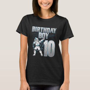 10th Birthday Boy Dabbing Robot 10 Years Old Bday T-Shirt