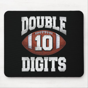 10th Birthday Boy Double Digits 10 Year Old Footba Mouse Pad
