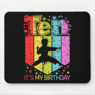 10th Birthday Boy Girl 10 Year Old Karate Birthday Mouse Pad