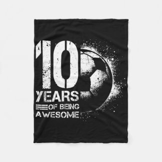 10th Birthday Boy Girl Soccer Player Football 10 Y Fleece Blanket