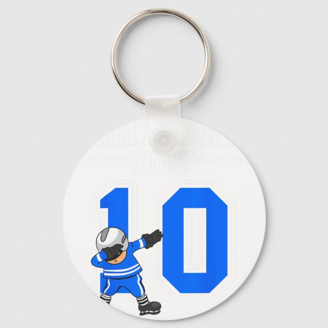 10th Birthday Boy Ice Hockey Kids 10 Years Old Par Key Ring (Front)