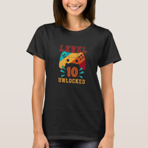 10th Birthday Boy Kid Level 10 Unlocked  Video Gam T-Shirt