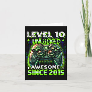 10th Birthday Boy Level 10 Gamer 10 Year Video Gam Card