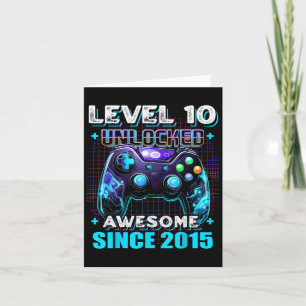10th Birthday Boy Level 10 Gamer 10 Year Video Gam Card