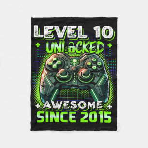 10th Birthday Boy Level 10 Gamer 10 Year Video Gam Fleece Blanket
