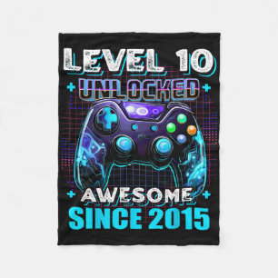 10th Birthday Boy Level 10 Gamer 10 Year Video Gam Fleece Blanket