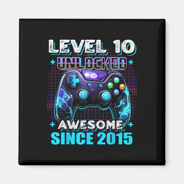 10th Birthday Boy Level 10 Gamer 10 Year Video Gam Magnet (Front)