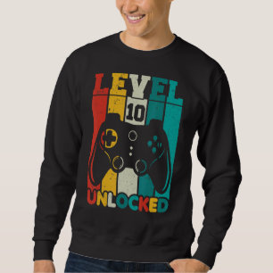 10th Birthday Boy Level 10 Unlocked 10 Year Old Vi Sweatshirt