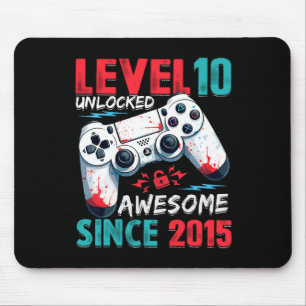 10th Birthday Boy Level 10 Unlocked Awesome Since Mouse Pad