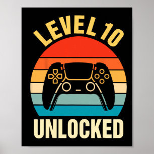 10th Birthday Boy Level 10 Unlocked Video Gamer 10 Poster