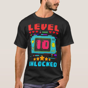10th Birthday Boy Level 10 Unlocked Video Gamer Bi T-Shirt