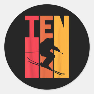10th Birthday Boy Retro Ski Lover Skier 10 Years O Classic Round Sticker