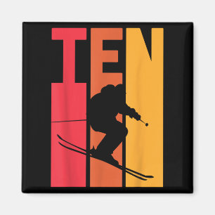 10th Birthday Boy Retro Ski Lover Skier 10 Years O Magnet