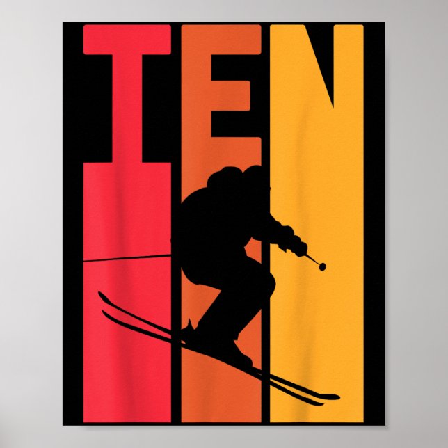 10th Birthday Boy Retro Ski Lover Skier 10 Years O Poster (Front)