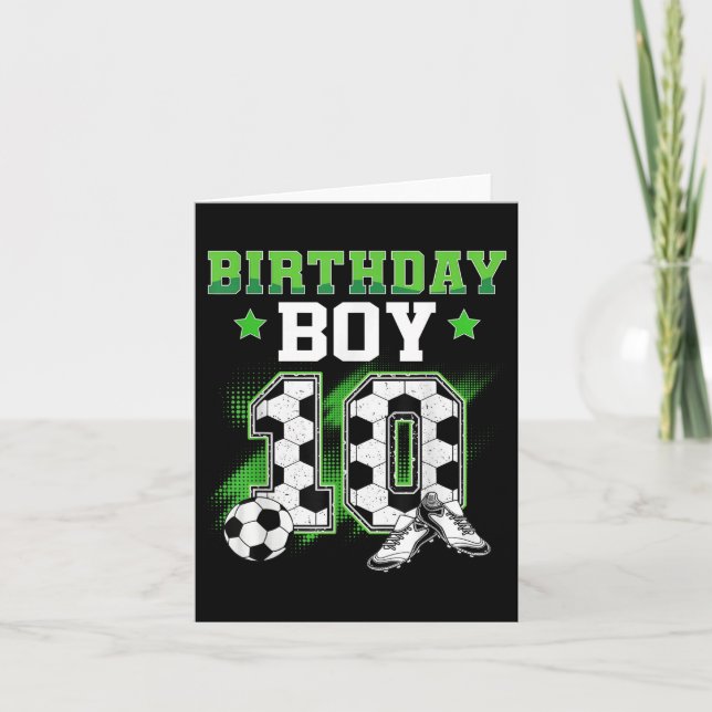 10th Birthday Boy Soccer 10 Year Old Sport 10yr Bo Card (Front)