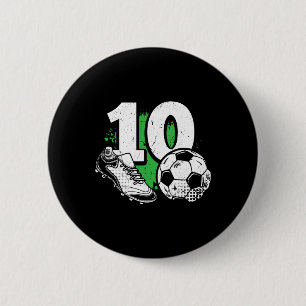 10th Birthday Boy Soccer Player Footll 10 Years Ol 6 Cm Round Badge